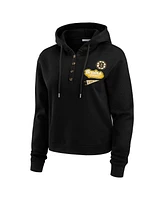 Wear by Erin Andrews Women's Black Boston Bruins Waffle-Knit Pullover Hoodie