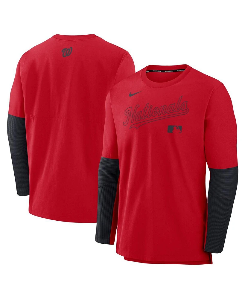Nike Men's Red/Navy Washington Nationals Authentic Collection Player Lightweight Performance Long Sleeve T-Shirt