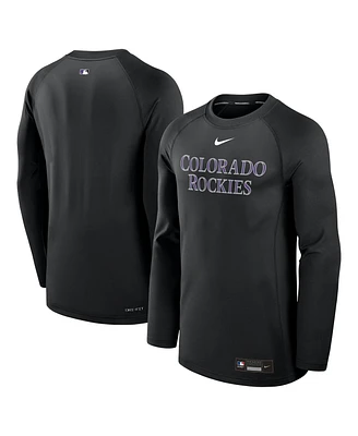 Nike Men's Black Colorado Rockies Authentic Collection Game Time Raglan Performance Long Sleeve T-Shirt