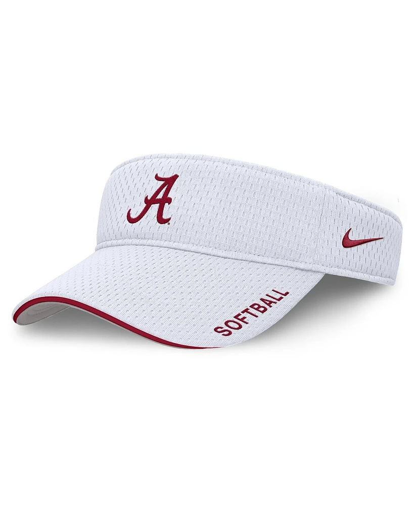 Nike Men's and Women's White Alabama Crimson Tide 2025 Dugout Softball Ace Performance Adjustable Visor Hat