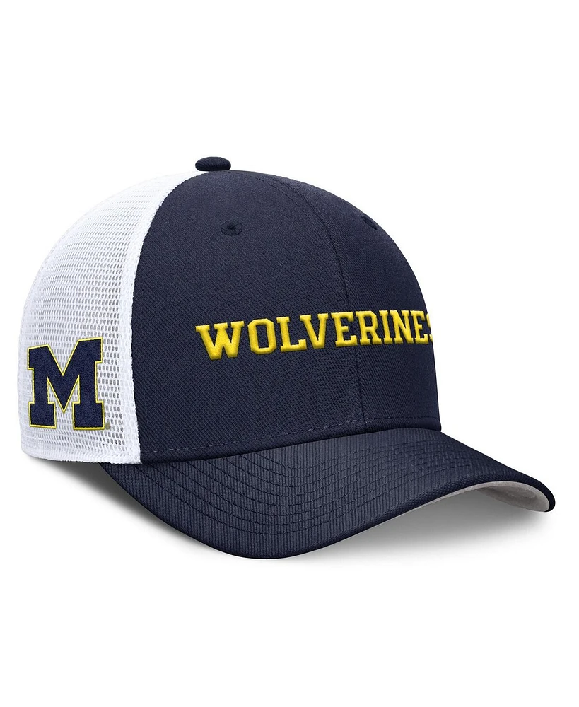 Nike Men's Navy Michigan Wolverines 2025 Dugout Coaches Rise Performance Trucker Adjustable Hat