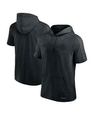 Fanatics Men's Black Boston Bruins Authentic Pro Road Performance Short Sleeve Pullover Hoodie
