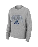 Wear by Erin Andrews Women's Heather Gray Tampa Bay Lightning Knit Long Sleeve Tri-Blend T-Shirt, Pants and Sleep Set