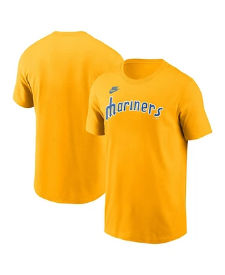 Nike Men's Gold Seattle Mariners Cooperstown Wordmark T-Shirt