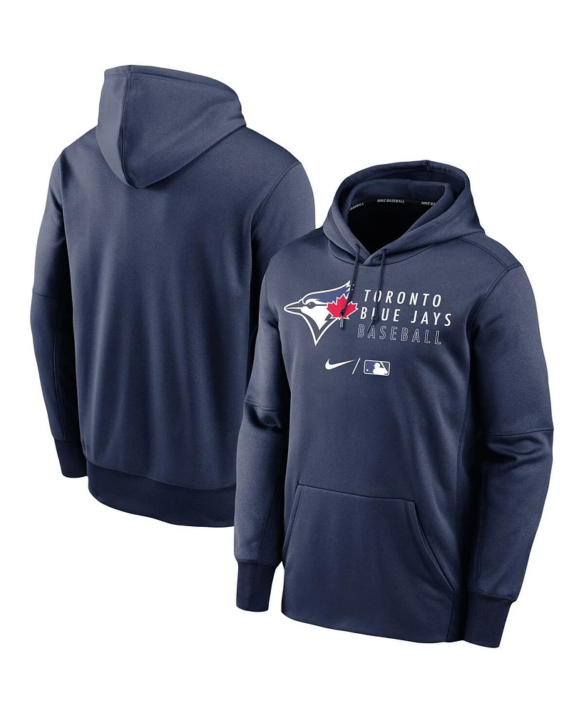 Nike Men's Navy Toronto Blue Jays Authentic Collection Logo Stack Performance Pullover Hoodie