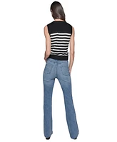 Karl Lagerfeld Paris Women's Striped Crystal-Button Sleeveless Sweater