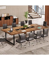 Tribesigns 94.5-Inch Conference Table for 10 People, Industrial 8 Ft Meeting with Two Grommets, Rectangular Podcast Training Home Offi