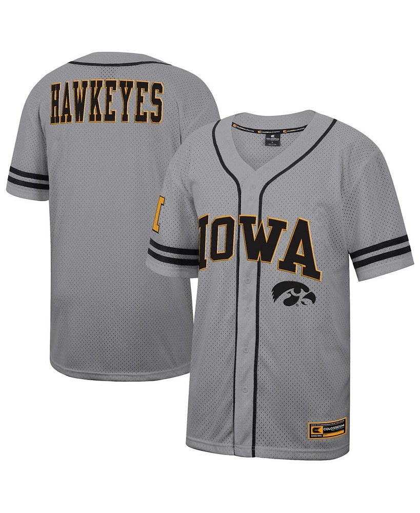 Colosseum Men's Gray Iowa Hawkeyes Free Spirited Baseball Jersey