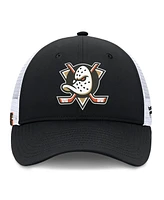 Fanatics Men's Black/White Anaheim Ducks Rink 9 Adjustable Hat