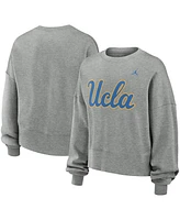 Jordan Women's Heather Gray Ucla Bruins Essential Fleece Oversized Logo Pullover Sweatshirt