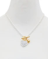 Guess Two-Tone Pave Heart 18" Pendant Necklace