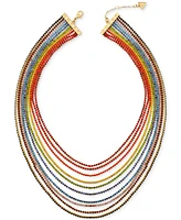 Guess Gold-Tone Rainbow Rhinestone Layered Necklace, 20" + 2" extender