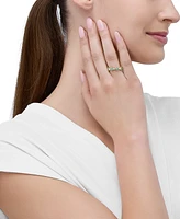 Lab-Created Emerald (1/3 ct. t.w.) & Lab-Created White Sapphire (1/5 ct. t.w.) Flower Stack Ring in 14k Yellow Gold-Plated Sterling Silver