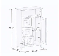 Bathroom standing storage cabinet with 3 drawers and 1 door-White