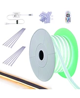 DELight 50FT Rgb Led Strip Neon Rope Lights App Control w/ 10Pcs Pvc Channel