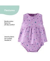 The Peanutshell Baby Girls Rompers - Lilac Stars, 2 Pack