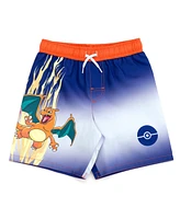 Pokemon Boys Pikachu Upf 50+ Rash Guard Swim Trunks Outfit Set to