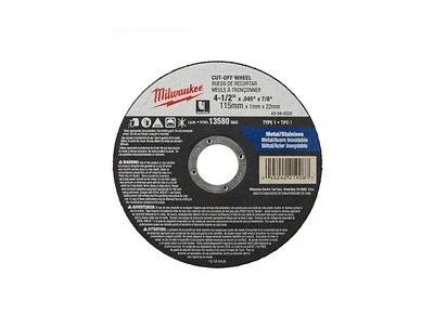 Milwaukee 49-94-4500 Cut Off Wheel 4.5" Inch Type 1 Grinding Wheel