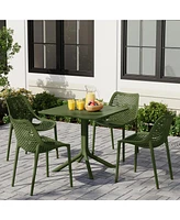 5-Piece Resin Square Patio Dining Table Set with Stackable Chairs