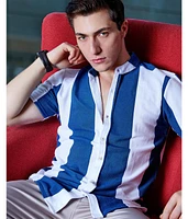 Campus Sutra Men's Blue & White Candy Striped Shirt
