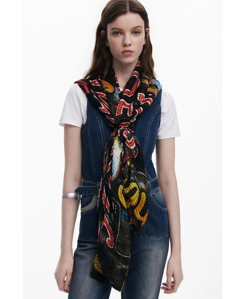 Desigual Women's Cat letters scarf