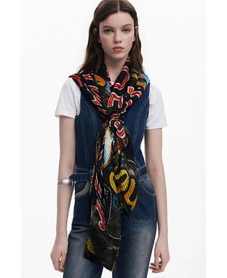 Desigual Women's Cat letters scarf
