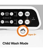 SmartBidet Sb-110 Electric Bidet Toilet Seat for Elongated Toilets with Attached Control Panel, Stainless Steel Nozzle, Child Wash & Dry, White