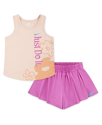 Nike Little Girls Wild Flower Tank and Shorts Set