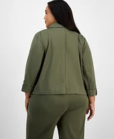 Anne Klein Plus Drapey 3/4-Sleeve Open-Front Jacket