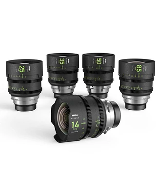 NiSi Athena Prime Cine 5-Lens Kit with 14mm T2.4, 25mm, 35mm, 50mm, 85mm T1.9 Lens, Includes Filter Holder, Pl Mount