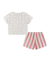 Andy & Evan Big Girls Toddler/Child Raglan Tee Short Pj Set