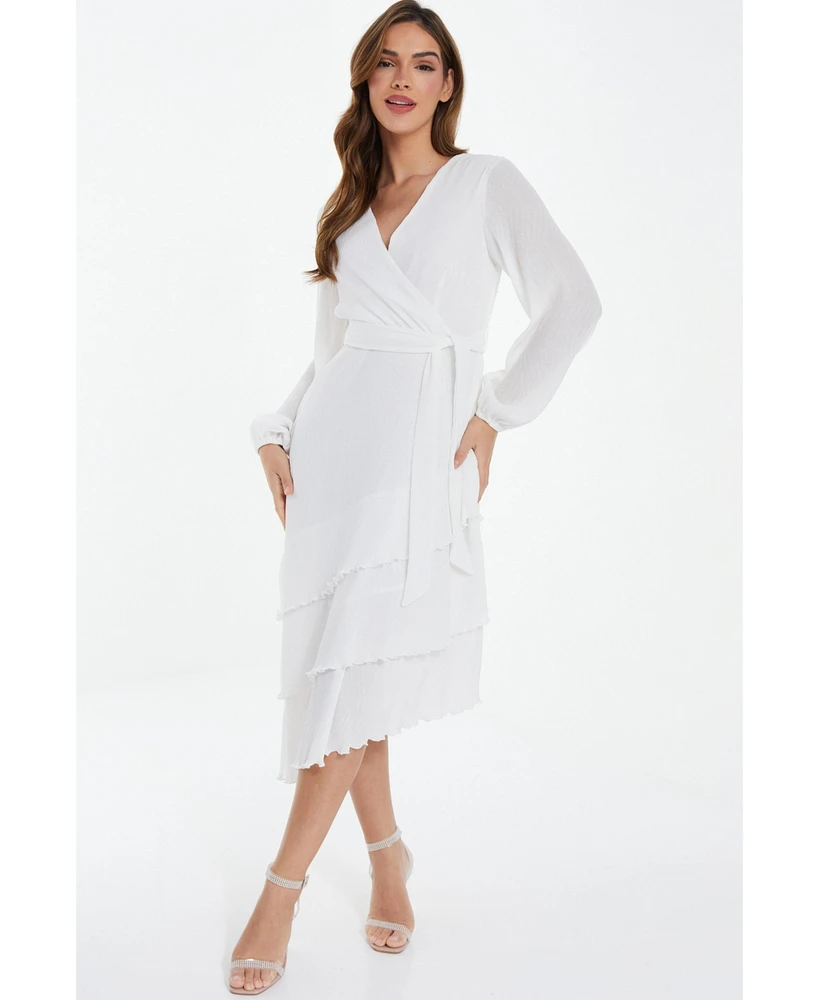 Quiz Women's Crinkle Chiffon Asymmetric Wrap Dress