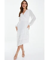 Quiz Women's Crinkle Chiffon Asymmetric Wrap Dress