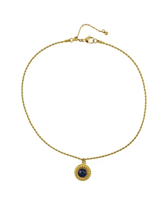 Jules Lapis Pendant Necklace in 18k Gold-Plated Stainless Steel