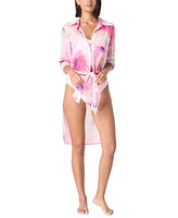 Carmen Marc Valvo Women's Printed Button-Front Cover-Up Shirt