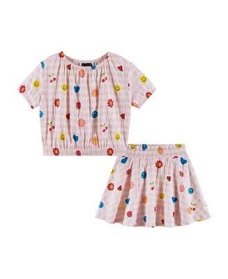 Andy & Evan Toddler Girls Toddler/Child Pink Gingham Jersey Top Shorts Set