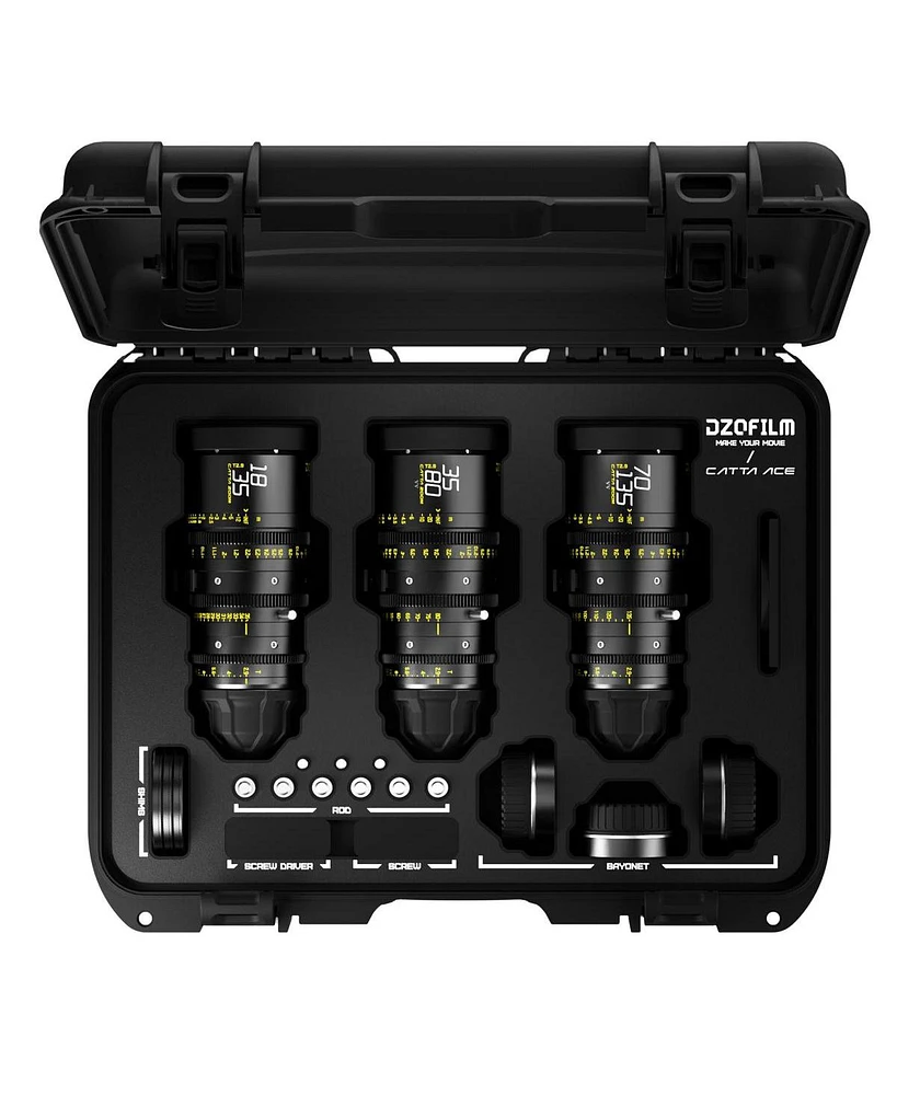 Dzofilm Catta Ace Cine 3-Lens Bundle with 18-35mm, 35-80mm, 70-135mm T2.9 Lens for Pl Mount and Canon Ef, Black