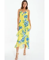Quiz Women's Floral Chiffon Frill Detail Maxi Dress