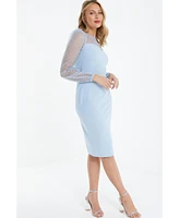 Quiz Women's Scuba Crepe/Mesh Sweetheart Midi Dress