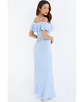 Quiz Women's Scuba Crepe Cold Shoulder Maxi Dress
