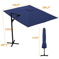 13 ft. Patio Umbrella Square Cantilever Umbrella, Outdoor Market Umbrella in Beige with 360° Rotation for Pool Lawn (without base )(with 365 day