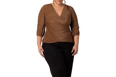 Kiyonna Plus Celeste Sparkle Faux Wrap Top