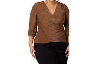 Kiyonna Plus Celeste Sparkle Faux Wrap Top