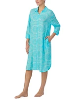 Ellen Tracy Women's Printed 3/4-Sleeve Midi Sleepshirt