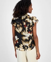 Anne Klein Women's Ruffle-Sleeve Tie-Neck Blouse