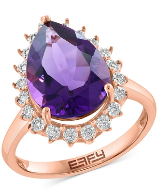 Effy Collection Diamond (1/10 ct. t.w.) & Amethyst (5-1/3 ct. t.w.) Ring in 14k Rose Gold