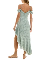 City Studios Juniors' Textured Draped High-Low Dress