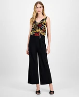 Anne Klein Women's Solid Cropped Pull-On Pallazo Pants