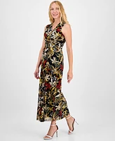 Anne Klein Women's Printed Twist-Front Maxi Dress
