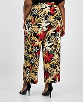 Anne Klein Plus Floral-Print Wide-Leg Pants
